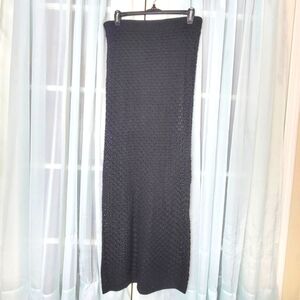 Olive + Oak Crocheted Maxi Pencil Skirt M Black Stretch Lined Whimsigoth Boho